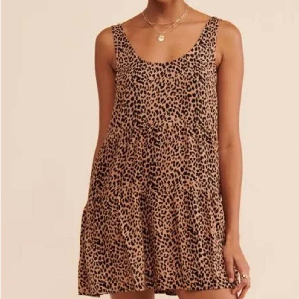 saltwater LUXE Leopard Print Mini Dress in Tan and Black